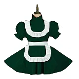 Plus Size Vintage Puff Short Sleeve Maid Dress Retro High Neck PVC Glossy Lady Lolita Mini Pleated Dress Cosplay Party Uniform