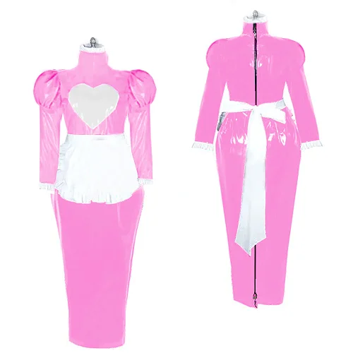 Golitic Maid Dress Long Puff Sleeves Sissy  Maxi Dress Lockable Adult Role Play Long Dress Womens Sexy Halloween Costume 7xl