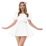 New Arrival Sissy Dress Sweet PVC Mini Dress Vinyl Short SleeveTank Neck Dress with Bow Plus Size Lolita Halloween Costume