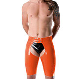 Wetlook PVC Leather Sexy Men Short Pants Skinny Fetish Slim Sex Open Crotch Shorts Sissy Lingerie Party Clubwear Casual S-7XL