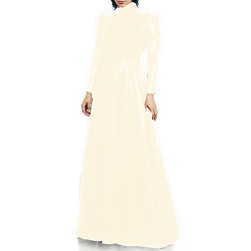 Wetlook PVC Sexy Bodycon Floor-length A Line Dress Fit and Flare Long Dress Cocktail Evening Prom Gown Dress Party Club S-7XL