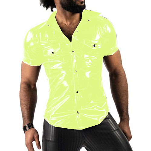 Fashion Trend Men Shirts Fashion Short Sleeve Turn-down Shirt Blouse Tops With Pocket Party Clubwear Overshirt Sports Shirts 7XL