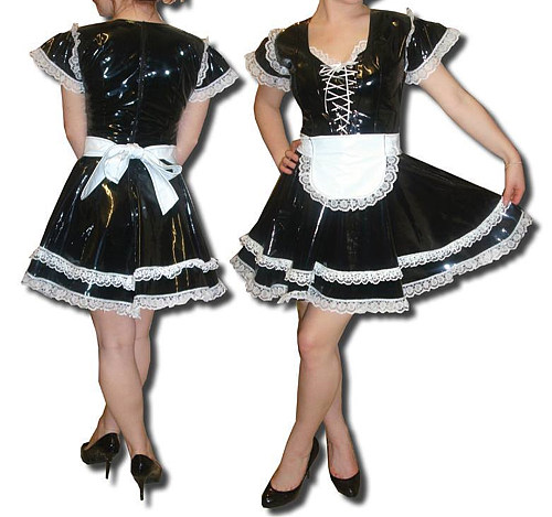Maid Uniform Sexy Lace Trims Short Sleeve Front Lace-up Pleated Mini Dress With Apron Cute Lolita Maid Lovely Cosplay Costume