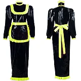 Maid dress Cosplay Animation Long Dress 2021 Women Long Sleeves Bodycon dresses Zip boho Leather PVC Party Club Lockable Dresses