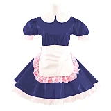 Korean Cute Doll Collar Mini Dress Women Summer Sexy Maid Puff Short Sleeve Patent  Dresses PVC cosplay Clubwear