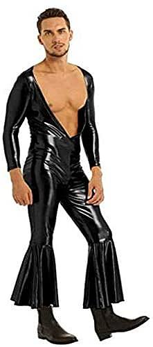 18 Colors Men Deep V-Neck Catsuit Flared Jumpsuit Cosplay Costume