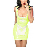 Tank Scoop Neck Sexy Nurse Dress Glossy PVC Halloween Cosplay Costumes Sleeveless Pencil Mini Dress with Apron Nurse Lingerie