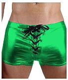 Men Skinny Lace Up Boxer Shorts Sexy Knickers Shiny Metallic Trunks