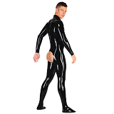 S-7XL Men PVC Bum Out Catsuit Long Sleeve Zentai