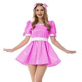 New Arrival Sissy Dress Sweet PVC Mini Dress Vinyl Short SleeveTank Neck Dress with Bow Plus Size Lolita Halloween Costume