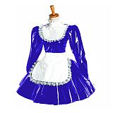 Plus Size Puff Sleeve Maid Cosplay Dress Ladies Lolita PVC Wetlook Apron Dress