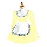 Plus Size Puff Sleeve Maid Cosplay Dress Ladies Lolita PVC Wetlook Apron Dress