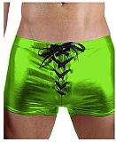 Men Skinny Lace Up Boxer Shorts Sexy Knickers Shiny Metallic Trunks