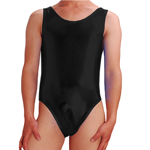 Men Blue tank crossdressing plus size leotards scoop neck metallic bodysuits sissy romper skinny workout stage costumes S-7XL