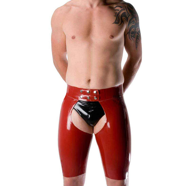 Wetlook PVC Leather Sexy Men Short Pants Skinny Fetish Slim Sex Open Crotch Shorts Sissy Lingerie Party Clubwear Casual S-7XL