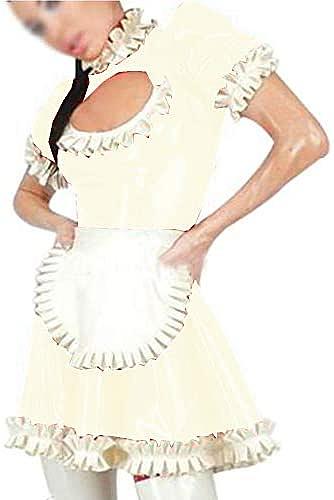 Plus Size Keyhole Lolita Pleated Dress Lady PVC Maid Cosplay Dress