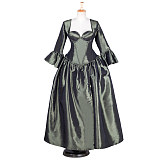 The Story Of O Dress with bra nude breasted Olive Green Taffeta Corset Gown with Draped Skirt [G1761]