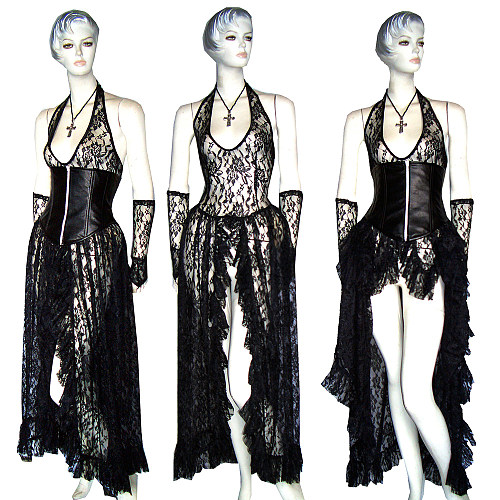 Black Lace Halter O Dress with Corset Waist – Story Of O Series [G355]