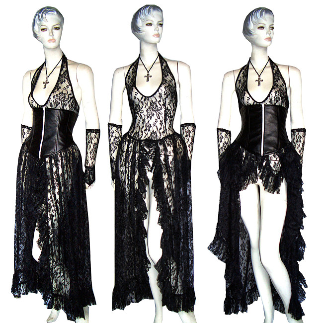 Black Lace Halter O Dress with Corset Waist – Story Of O Series [G355]