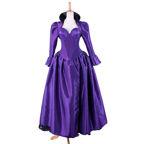 The Story Of O Dress with bra Purple Taffeta Corset Gown with High Collar & Layered Skirt [G1573]