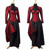 Gothic Red & Black Taffeta Corset O Dress – The Story Of O With Bra nude breasted [G746]