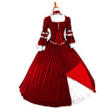 The Story Of O Dress With Bra Red Velvet & Silver Satin Royal Gown [G1329]