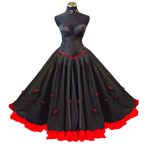 Black and Red Satin Rosette Corset O Dress – Story Of O Series [G425]