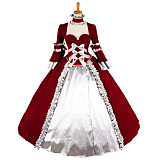 The Story Of O Dress With Bra Red Velvet & Silver Satin Royal Gown [G1329]