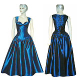 Blue Taffeta O Dress with Dramatic Standing Collar Jacket – Story Of O Series [G328]