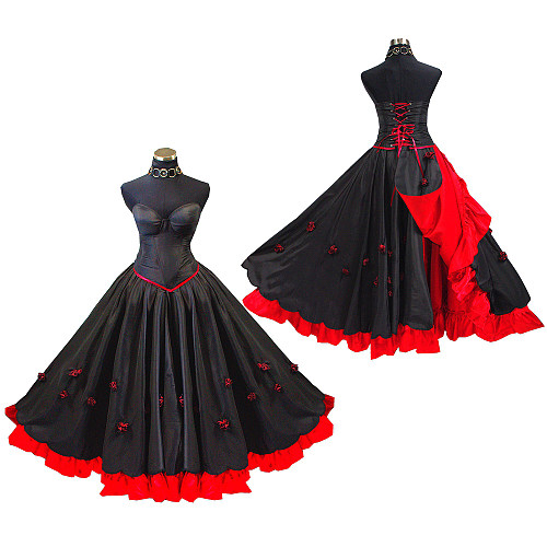 Black and Red Satin Rosette Corset O Dress – Story Of O Series [G425]
