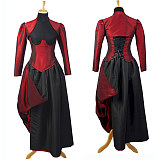 Gothic Red & Black Taffeta Corset O Dress – The Story Of O With Bra nude breasted [G746]