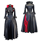 Black Satin O Dress with Dramatic Collar Jacket and Red Accent – Story Of O Series With Bra nude [G530]