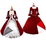 The Story Of O Dress With Bra Red Velvet & Silver Satin Royal Gown [G1329]