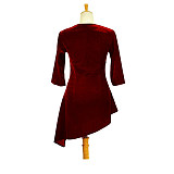 Wine Red Velvet Open-Bust Asymmetrical Mini O Dress – Story Of O nude breasted Series [G612]
