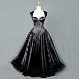 Black Satin O Dress with Removable Bra Cups – The Story Of O Dress With Bra nude breasted [G836]