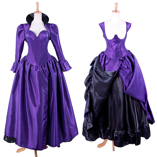 The Story Of O Dress with bra Purple Taffeta Corset Gown with High Collar & Layered Skirt [G1573]