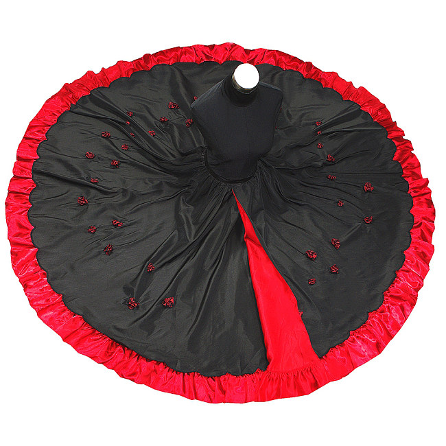 Black and Red Satin Rosette Overskirt with Corset Waist – Story Of O Series [G424]