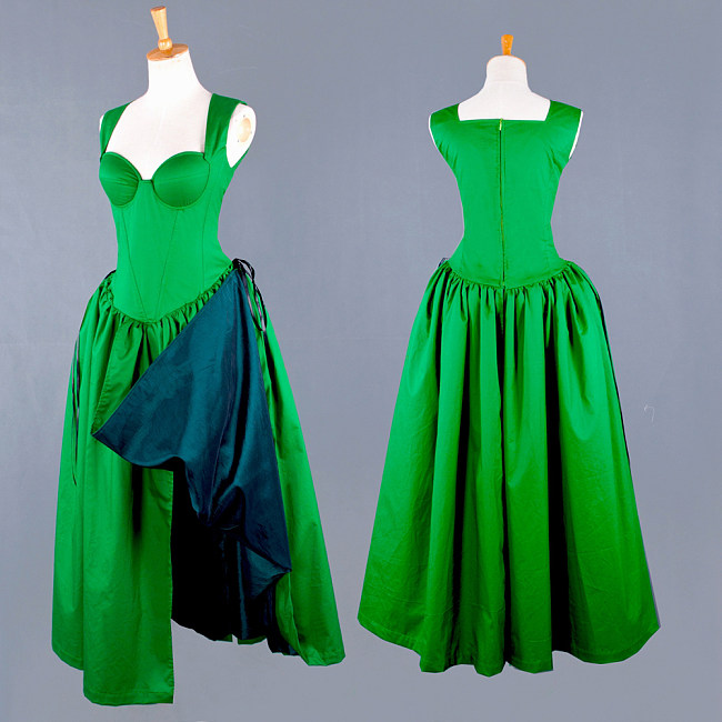 Handmade Green Cotton O Dress – The Story Of O With Bra Collection [G743]