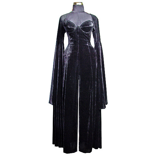 Black Velvet Priestess-Style Long Sleeve O Jumpsuit – Story Of O With Bra Series [G561]