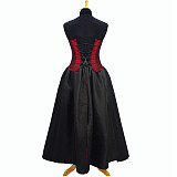 Gothic Red & Black Taffeta Corset O Dress – The Story Of O With Bra nude breasted [G746]