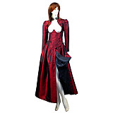 Wine Red and Black Taffeta Open-Bust O Dress with Asymmetrical Train – Story Of O Series [G430]