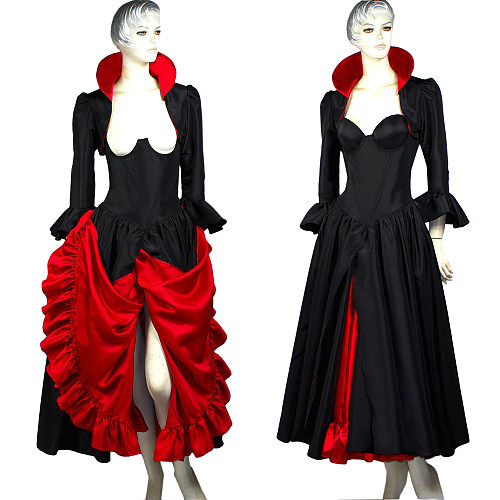 Black and Red Taffeta Open-Bust O Dress – Handmade The Story Of O Series [G298]