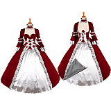The Story Of O Dress With Bra Red Velvet & Silver Satin Royal Gown [G1329]