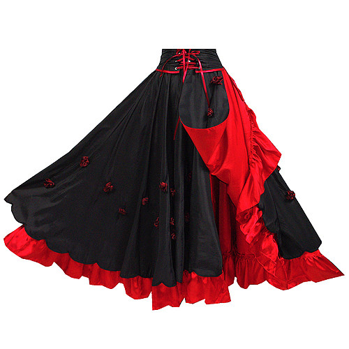 Black and Red Satin Rosette Overskirt with Corset Waist – Story Of O Series [G424]