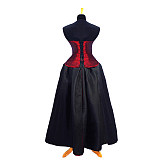 Gothic Red & Black Taffeta Corset O Dress – The Story Of O With Bra nude breasted [G746]