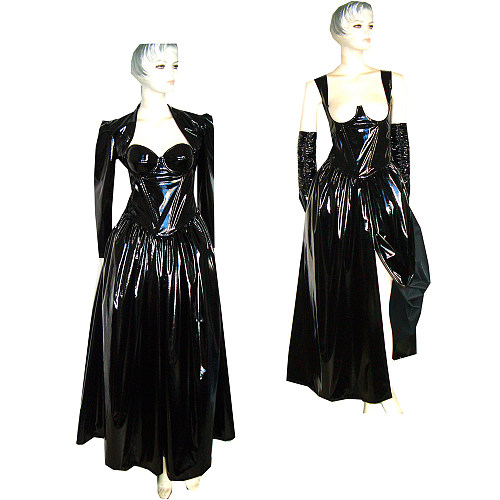 Glossy Black Thin PVC O Dress with Open-Bust Jacket – Story Of O Series [G348]