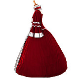 The Story Of O Dress With Bra Red Velvet & Silver Satin Royal Gown [G1329]
