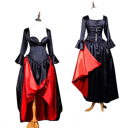 The Story Of O Dress with bra nude breasted Handmade Satin Black & Red – fondcosplay [G3718]