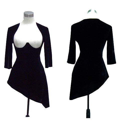 Black Velvet Open Bust Asymmetrical Mini Dress – The Story Of O Series [G264]