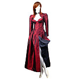 Wine Red and Black Taffeta Open-Bust O Dress with Asymmetrical Train – Story Of O Series [G430]